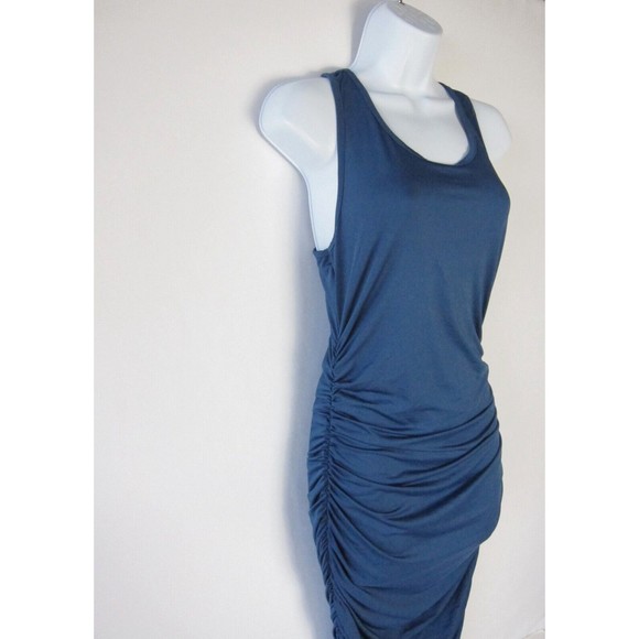 Zeagoo Prussian Blue Ruched Bodycon Stretch Sleeveless Midi Dress Size M - Picture 2 of 9
